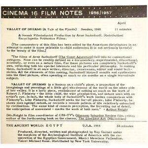 1957 Cinema 16 Film Notes Ancient Worlds Egypt Cops Buster Keaton Original C99